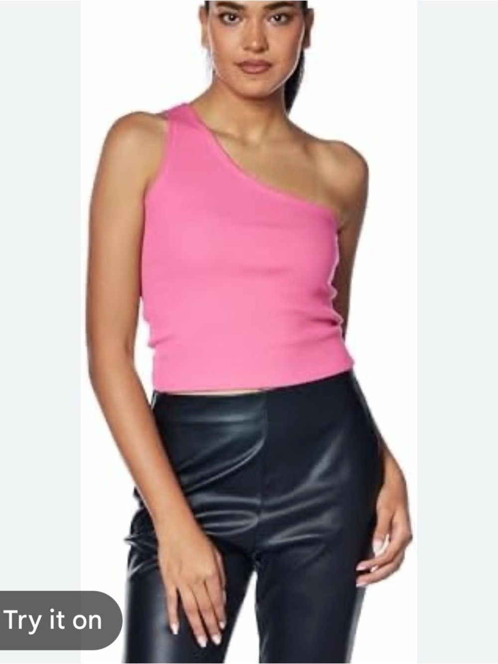 Zara One-Shoulder Pink Ribbed Crop Tank M never worn